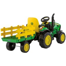 Peg Perego John Deere Ground Force With Trailer Tractor Green