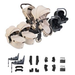 iCandy Peach 8 Editions Twin Pushchair And Carrycot With Cocoon 360 Car Seat & Base Biscotti