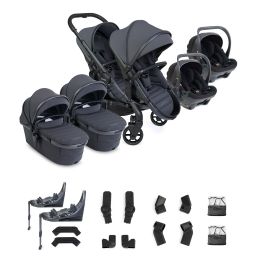 iCandy Peach 8 Twin Pushchair And Carrycot With Cocoon 360 Car Seat & Base Grey