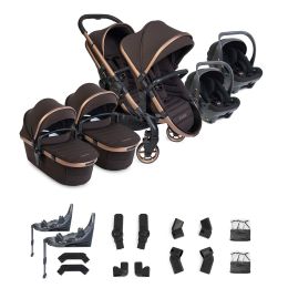 iCandy Peach 8 Editions Twin Pushchair And Carrycot With Cocoon 360 Car Seat & Base Pecan