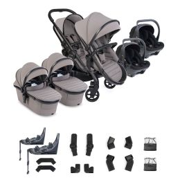 iCandy Peach 8 Twin Pushchair And Carrycot With Cocoon 360 Car Seat & Base Porcini