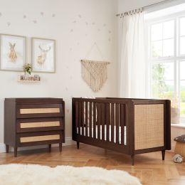 Tutti Bambini Japandi Cot Bed 2 Piece Room Set Warm Walnut