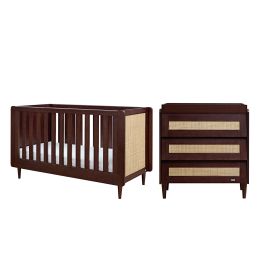 Tutti Bambini Japandi Cot Bed 2 Piece Room Set Warm Walnut