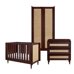 Tutti Bambini Japandi Mini Cot Bed 3 Piece Room Set Warm Walnut