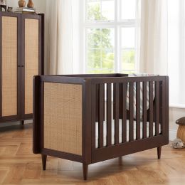 Tutti Bambini Japandi Mini Cot Bed Warm Walnut