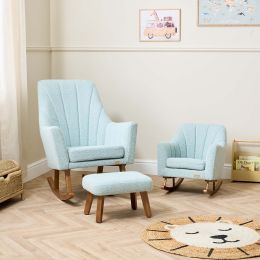 Tutti Bambini Jonah Luxe Rocking Chair & Footstool Boucle Ocean Stone