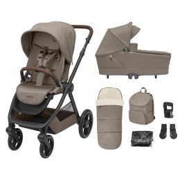 Maxi Cosi Oxford+ Essential Pram Bundle With Accessories Twillic Truffle
