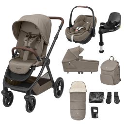 Maxi Cosi Oxford+ Premium Travel System Bundle With Pebble 360 Pro2 Car Seat And Accessories Twillic Truffle