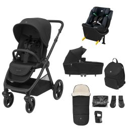 Maxi Cosi Oxford+ Complete Travel System Bundle With Emerald 360 S Car Seat And Accessories Twillic Black
