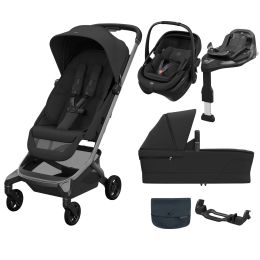 Maxi Cosi Fame Cabin Travel System Bundle With Coral Slide Pro Car Seat Onyx Black