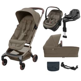 Maxi Cosi Fame Cabin Travel System Bundle With Coral Slide Pro Car Seat Oak Truffle