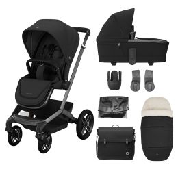 Maxi Cosi Fame Essential Pram Bundle With Accessories Twillic Black