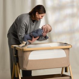 Silver Cross Lunar Bedside Crib Oatmeal