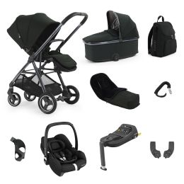 BabyStyle Oyster Gravity+ 9 Piece Travel System With Maxi Cosi cabrio Car Seat, Base & Accessories Black Olive