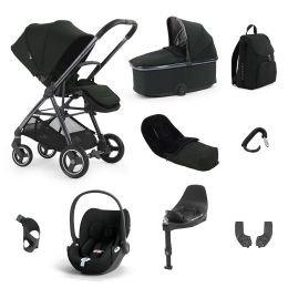 BabyStyle Oyster Gravity+ 9 Piece Travel System With Cybex Cloud T Car Seat, Base & Accessories Black Olive