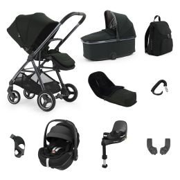 BabyStyle Oyster Gravity+ 9 Piece Travel System With Maxi Cosi Pebble 360 Pro2 Car Seat, Base & Accessories Black Olive