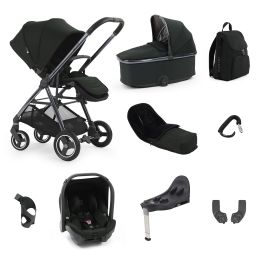 BabyStyle Oyster Gravity+ 9 Piece Travel System With Capsule Car Seat, Base & Accessories Black Olive