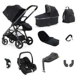 BabyStyle Oyster Gravity+ 9 Piece Travel System With Maxi Cosi Cabrio Car Seat, Base & Accessories Carbonite