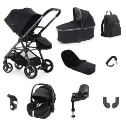 BabyStyle Oyster Gravity+ 9 Piece Travel System With Maxi Cosi Pebble 360 Pro2 Car Seat , Base & Accessories Carbonite