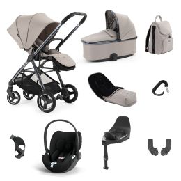 BabyStyle Oyster Gravity+ 9 Piece Travel System With Cybex Cloud T Car Seat, Base & Accessories Stone