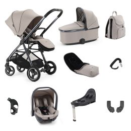 BabyStyle Oyster Gravity+ 9 Piece Travel System With Capsule Car Seat, Base & Accessories Stone