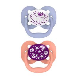 Dr Brown's Advantage Glow in the Dark Soother Pacifier 0-6 Month Twin Pack Pink