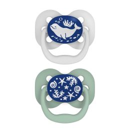 Dr Brown's Advantage Glow in the Dark Soother Pacifier 0-6 Month Twin Pack Blue