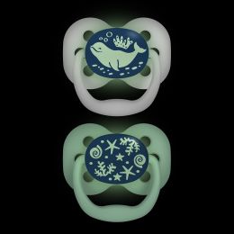 Dr Brown's Advantage Glow in the Dark Soother Pacifier 0-6 Month Twin Pack Blue