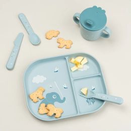 Done By Deer Foodie Compartment Plate Elphee Blue