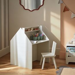 CuddleCo Play House Storage Desk With Easel And Chair Pebble