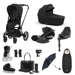 Cybex Priam Travel System Bundle With Cloud T Car Seat & Base Matt Black Sepia Black
