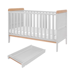 Tutti Bambini Rio Cot Bed With Cot Top Changer & Mattress Dove Grey/Oak