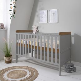 Tutti Bambini Rio Cot Bed With Cot Top Changer & Mattress Dove Grey/Oak