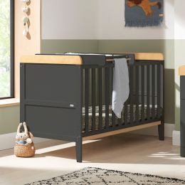 Tutti Bambini Rio Cot Bed With Cot Top Changer & Mattress Slate Grey/Oak