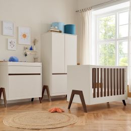 Tutti Bambini Fuori Mini Cot Bed 3 Piece Room Set Warm Walnut/White Sand