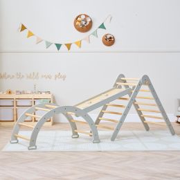 Tutti Bambini Scala Montessori 3 In 1 Pikler Climbing Frame With Climbing Wall Mushroom