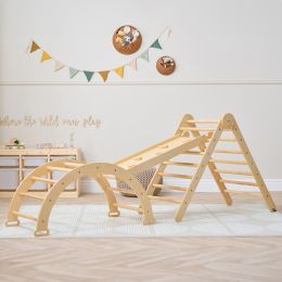 Tutti Bambini Scala Montessori 3 In 1 Pikler Climbing Frame With Climbing Wall Natural