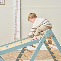 Tutti Bambini Scala Montessori 3 In 1 Pikler Climbing Frame With Climbing Wall Ocean Stone