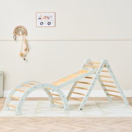 Tutti Bambini Scala Montessori 3 In 1 Pikler Climbing Frame With Climbing Wall Sea Mist