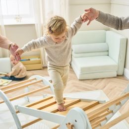 Tutti Bambini Scala Montessori 3 In 1 Pikler Climbing Frame With Climbing Wall Sea Mist