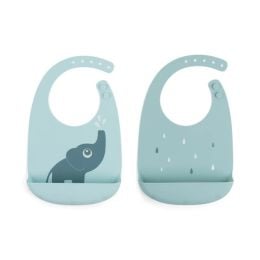 Done By Deer Silicone Bibs 2Pack Elphee Blue