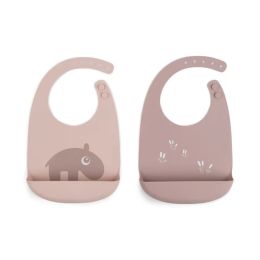 Done By Deer Silicone Bibs 2Pack Ozzo Powder