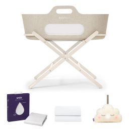 SnuzBaskit Barley Moses Basket & Cashmere Stand Accessories Bundle