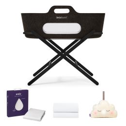SnuzBaskit Graphite Moses Basket & Graphite Stand Accessories Bundle