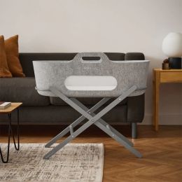 SnuzBaskit Light Grey Moses Basket & Dove Stand Accessories Bundle