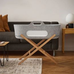 SnuzBaskit Light Grey Moses Basket & Natural Stand Accessories Bundle