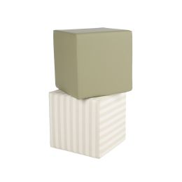 CuddleCo Soft Play Cubes 2 Piece Set Cookie Stripe Olive
