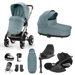 Cybex Talos S Lux 11 Piece Bundle With Cloud T Car Seat & Base Stormy Blue