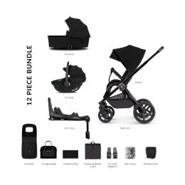 Venicci Tinum Upline Travel System All Black (Inc Tiago Car Seat and Swivel Isofix Base)