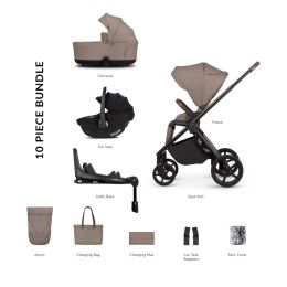 Venicci Claro2 Luxury Bundle With Tiago 360 Car Seat & Isofix Base Almond